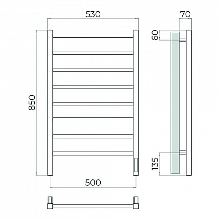Ватикан П8 500х850 Электро (quick touch) Полотенцесушитель TERMINUS Сатин Чапаевск - фото 4