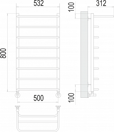 Полка П8 500х800  Полотенцесушитель  TERMINUS Чапаевск - фото 3