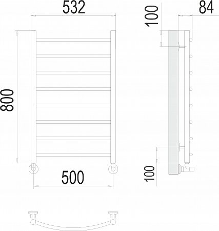 Классик П8 500х800 Полотенцесушитель  TERMINUS Чапаевск - фото 3