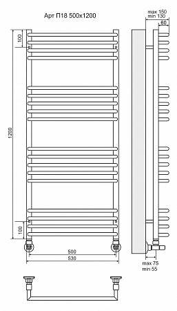 Арт П18 500х1200 Полотенцесушитель TERMINUS Чапаевск - фото 3 Арт П18 500х1200 Полотенцесушитель TERMINUS Чапаевск - фото 3