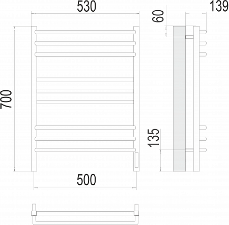 Соренто П9 500х700 электро (sensor quick touch) Полотенцесушитель  TERMINUS Чапаевск - фото 3