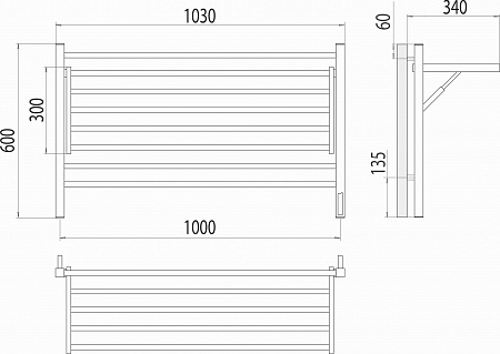Горизонт П8 1000х600 электро КС ЧЕРНЫЙ МУАР (sensor quick touch) Полотенцесушитель TERMINUS Чапаевск - фото 5