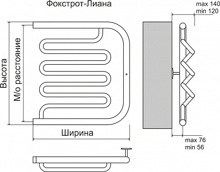 Фокстрот-Лиана AISI 600х600 Полотенцесушитель  TERMINUS Чапаевск - фото 3